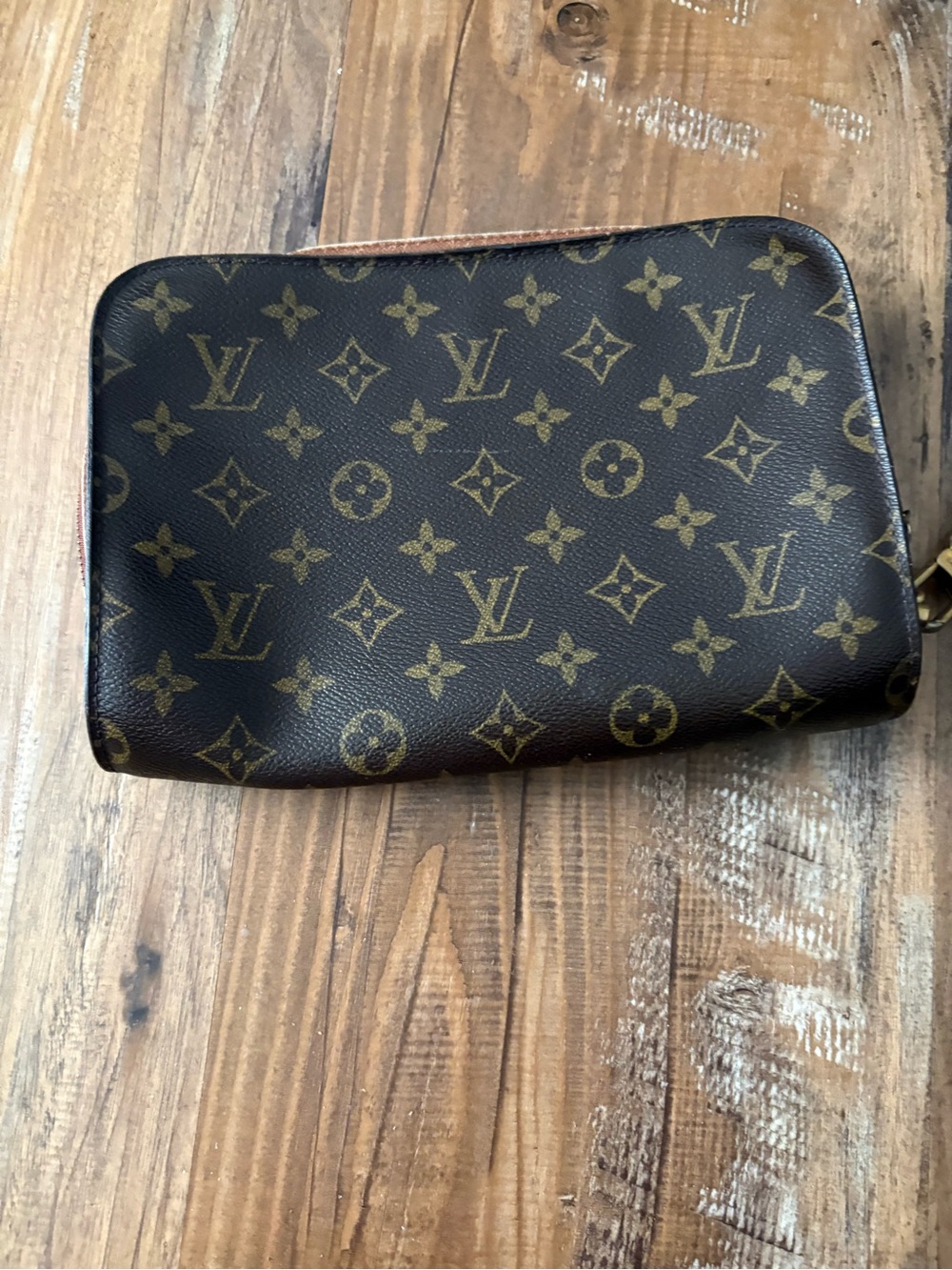 Louis Vuitton Monogram Canvas Wristlet in Brown and Gold - Picture 2 of 6